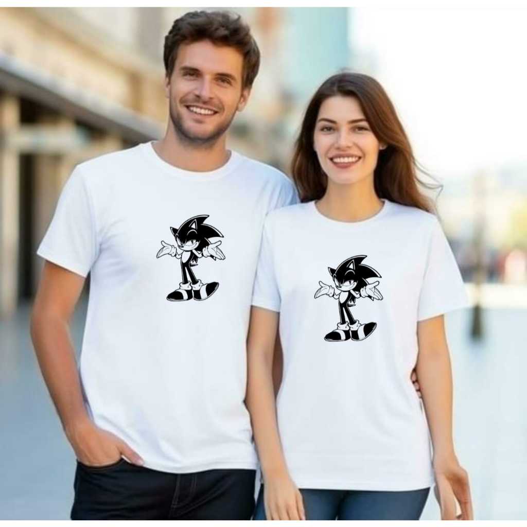 COD KAOS COUPLE ANIME KARTUN SONIC LENGAN PENDEK LENGAN PANJANG / BAJU OBLONG PRIA WANITA M L XL XXL