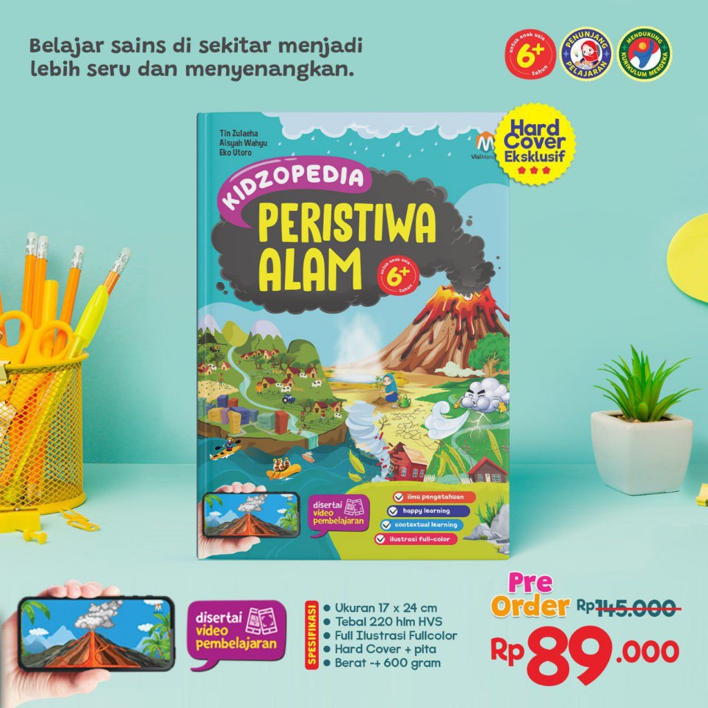 Buku Sains Anak - KIDZOPEDIA Peristiwa Alam Hard Cover + Bonus 1 Doa Muslim Junior Visi Mandiri Ziya