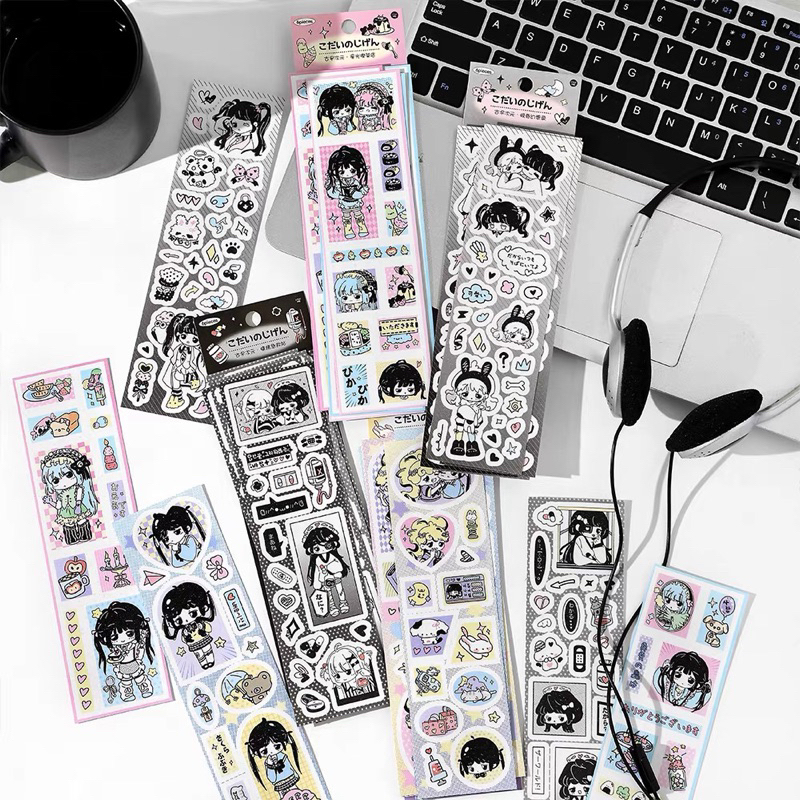 

sticker confetti 6 lembar anime girl japan vibes dekorasi journal readystock B1932