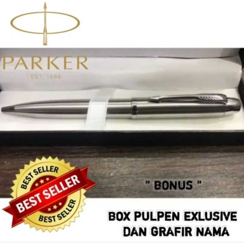 

Bulpoint Mewah Parker Stainless Chrome Bonus Box Exclusive Free Grafir Nama / Logo