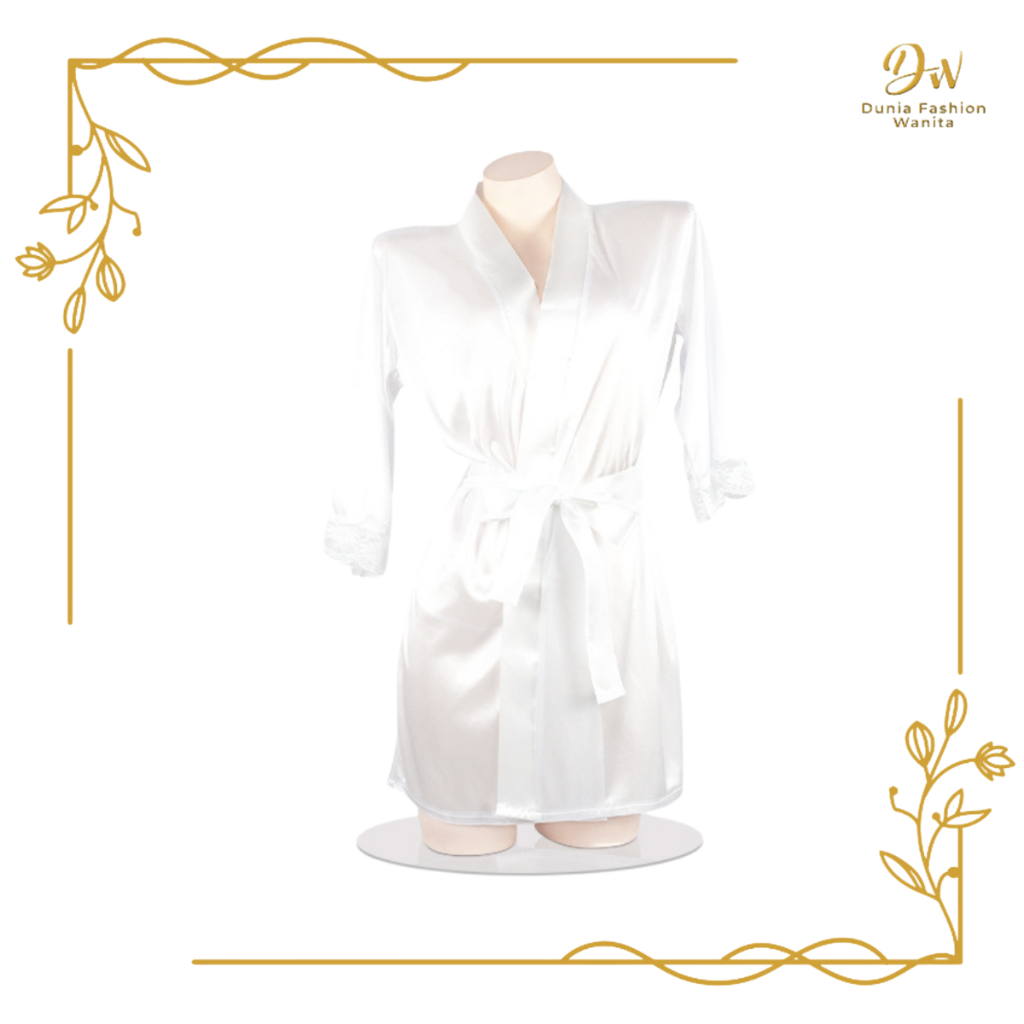 •DFW•  Baju tidur Sexy Kimono Set lace bahan satin  AsCalor Sutra piyama