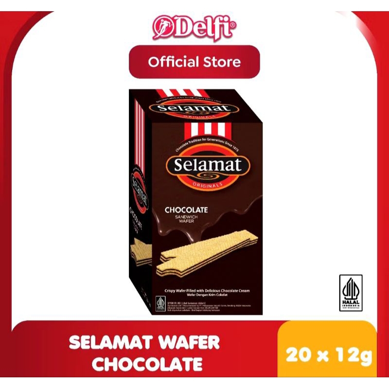 

Biskuit Selamat Chocolate Sandwich wafer @20x12gr