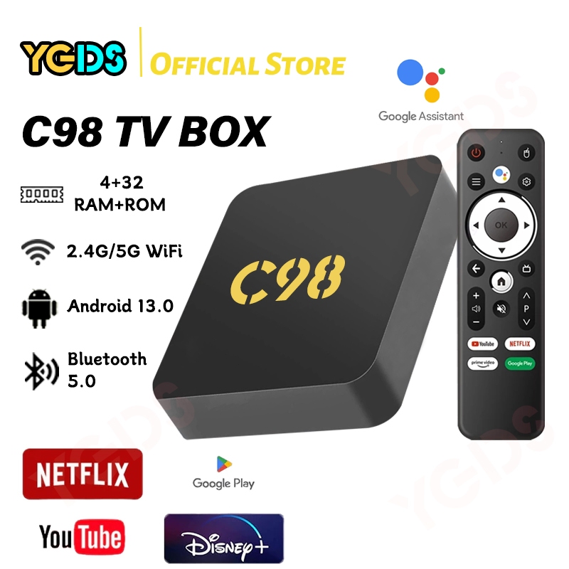 YGDS C98 Android Tv Box Android 13.0 OS Ram 4gb Rom 32gb WiFi 5G/2.4G Bluetooth Smart Tv Box 4K Ultr