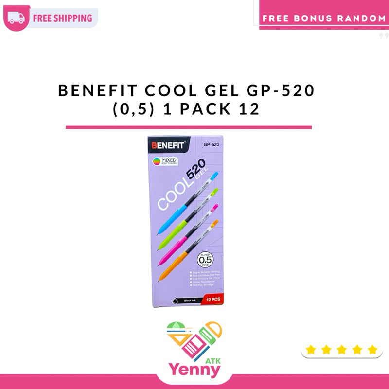 

Benefit Pena Gel (0,5) | Benefit Pena Gel Tinta Hitam | Pena Gel Gp-520 (pack/pcs)