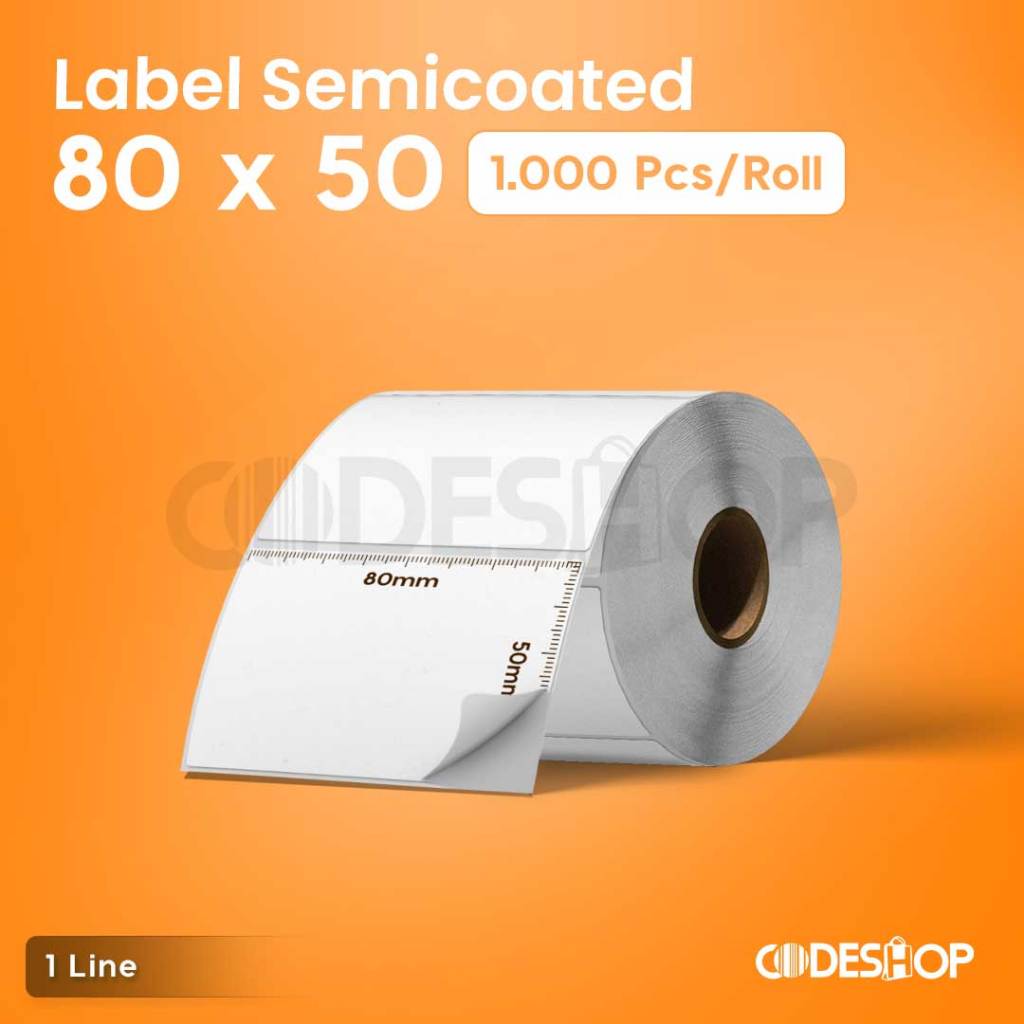 

Stiker Label Semicoated 80x50 mm 1 Line isi 1000 Pcs Gap Perforasi