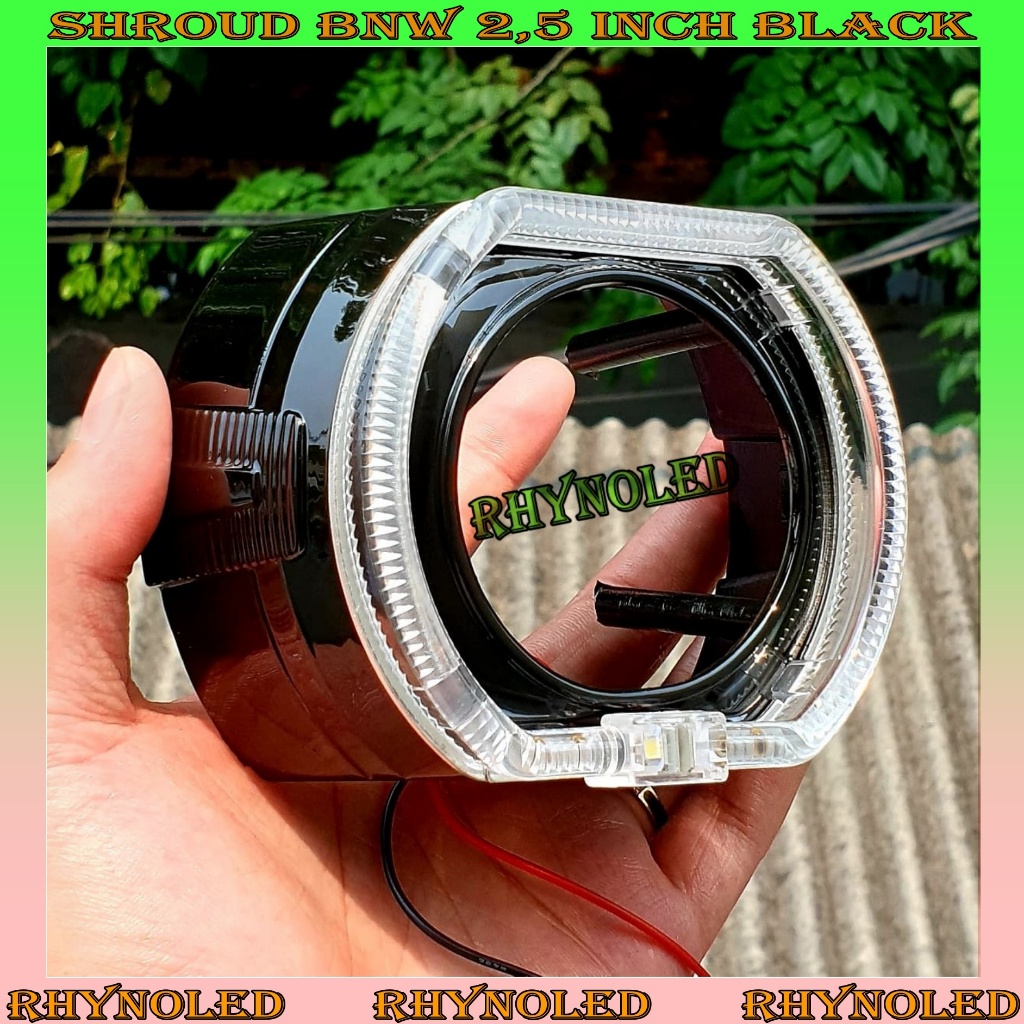 SHROUD KLASIK 2.5 INCH BLACK COVER ANGEL EYES BILED PROJECTOR MOTOR MOBIL RING MODEL HITAM PROJIE OR