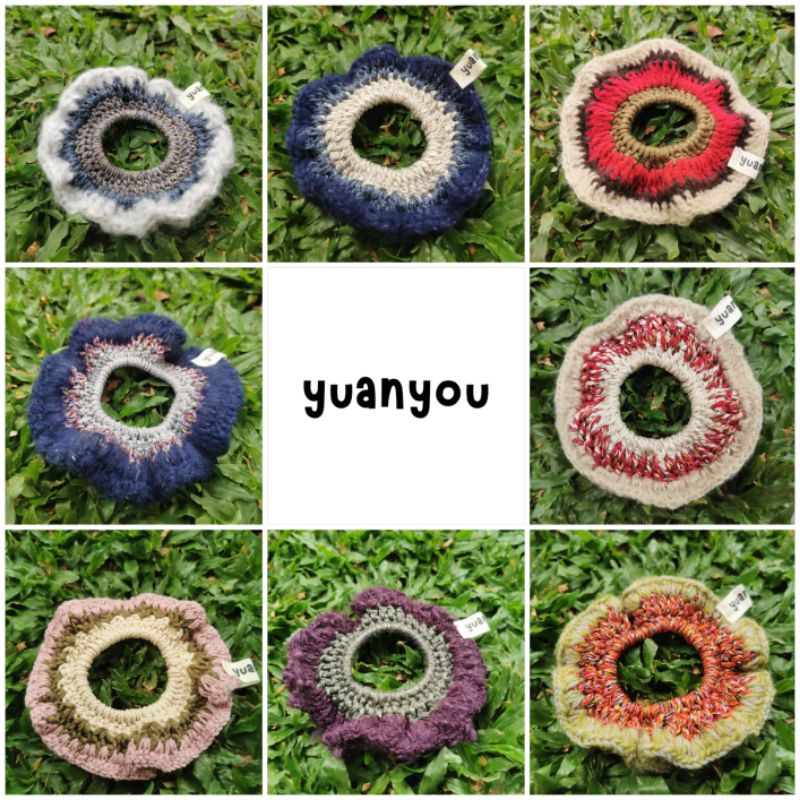 ikat rambut rajut wanita | scrunchie crochet