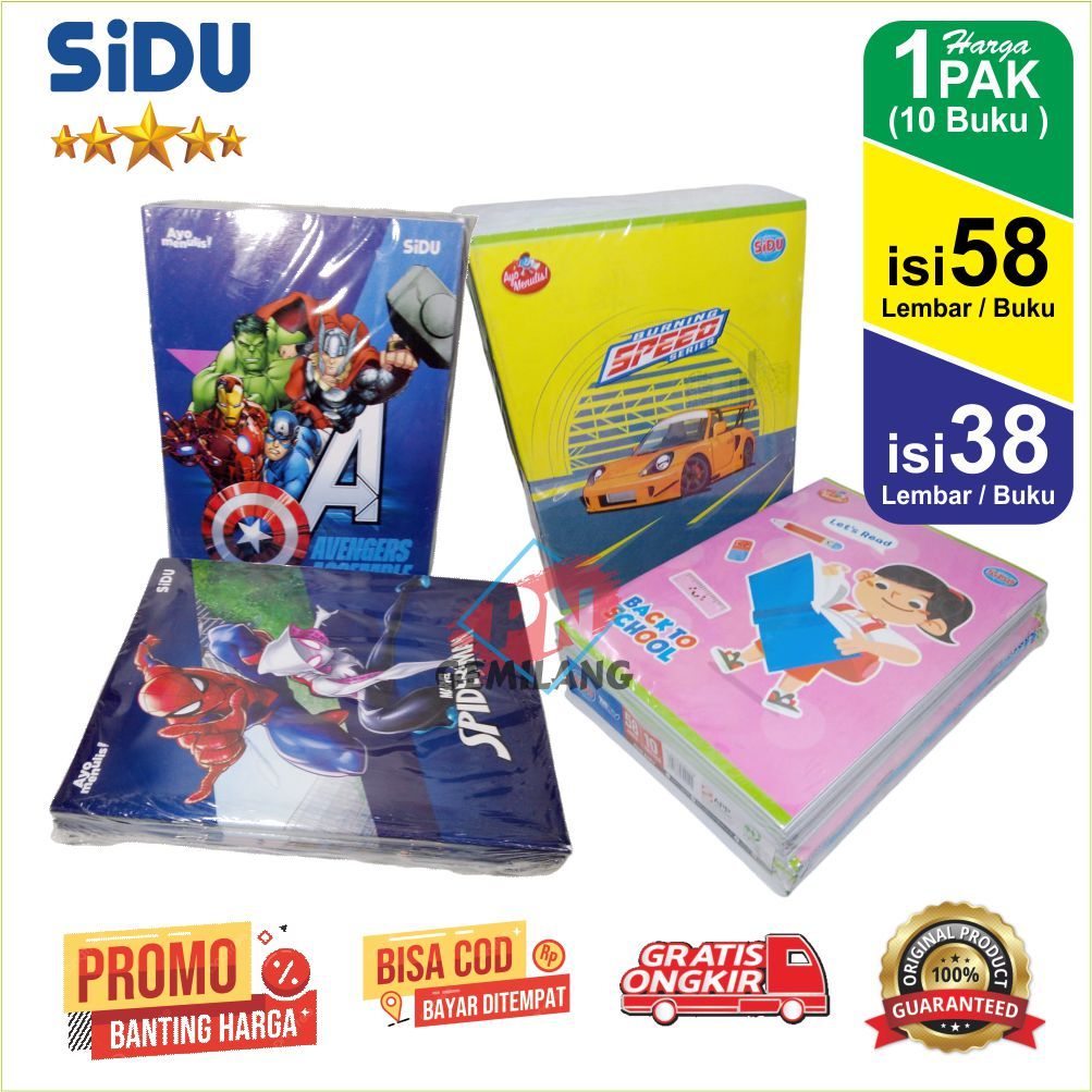 

BUKU TULIS SEKOLAH SINAR DUNIA Buku Tulis SIDU Isi 58 Lembar & 38 Lembar HARGA GROSIR 1 PAK (10 BUKU