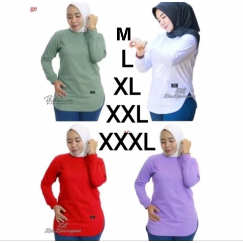 Kaos Polos Wanita Lengan Panjang Cotton Combed 24s / ORIGINAL ZOLA ZOLA/ Kaos Seragam Wanita Polos P