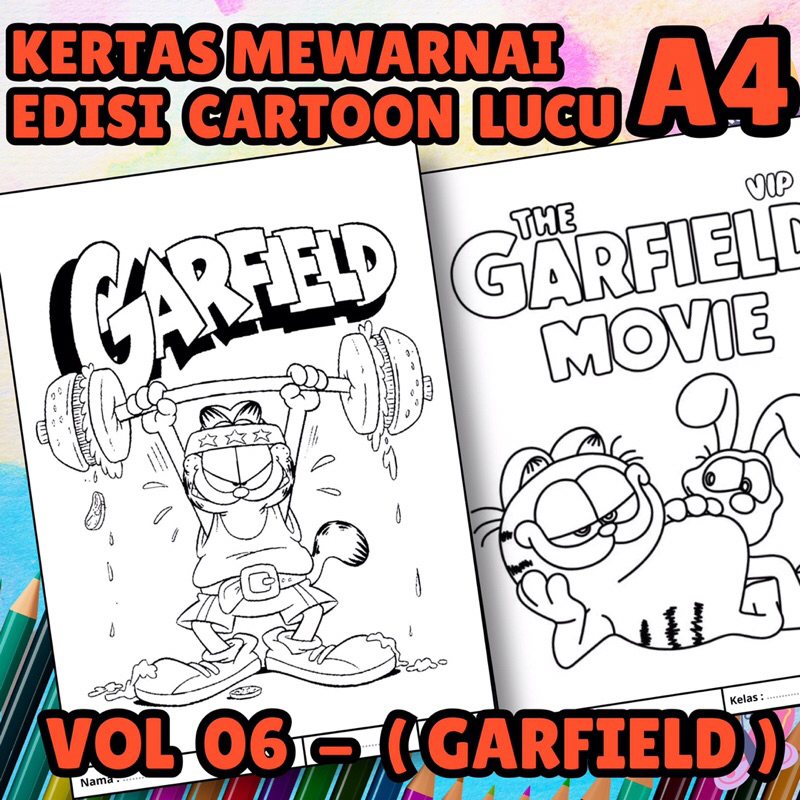 

MEDIA KERTAS KREATIFITAS MEWARNAI ANAK A4 DENGAN PRINT CETAK BUKAN COPY - MEDIA WARNA KARACTER KARTUN LUCU - CARTOON GARFIELD