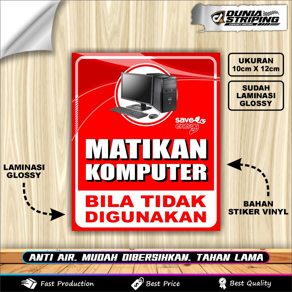 

STIKER MATIKAN KOMPUTER + LAMINASI GLOSSY