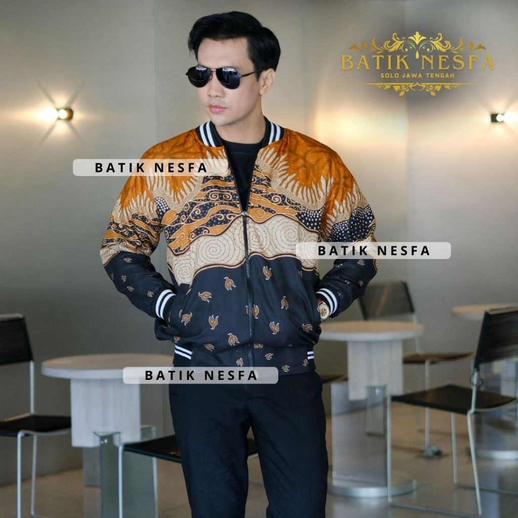 Jaket Batik Bomber Pria Harga Grosir Lumut kuning