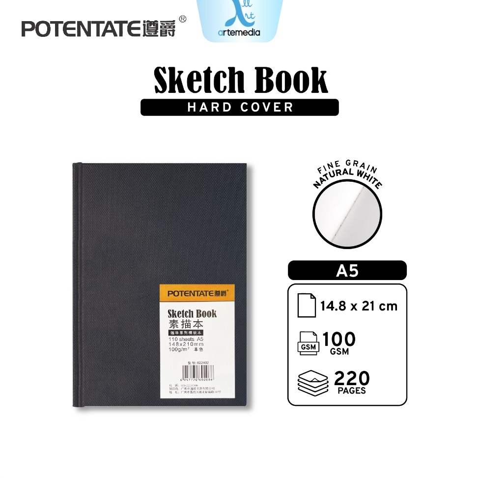 

Potentate Sketchbook A5 Hard Cover Stitch Bound Buku Sketsa