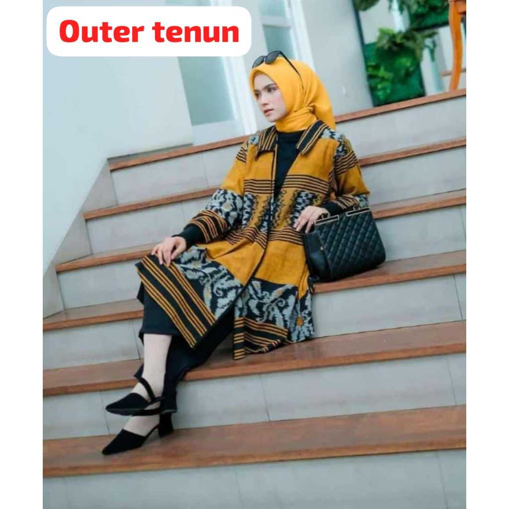 long cardigan tenun outer tenun dress tenun