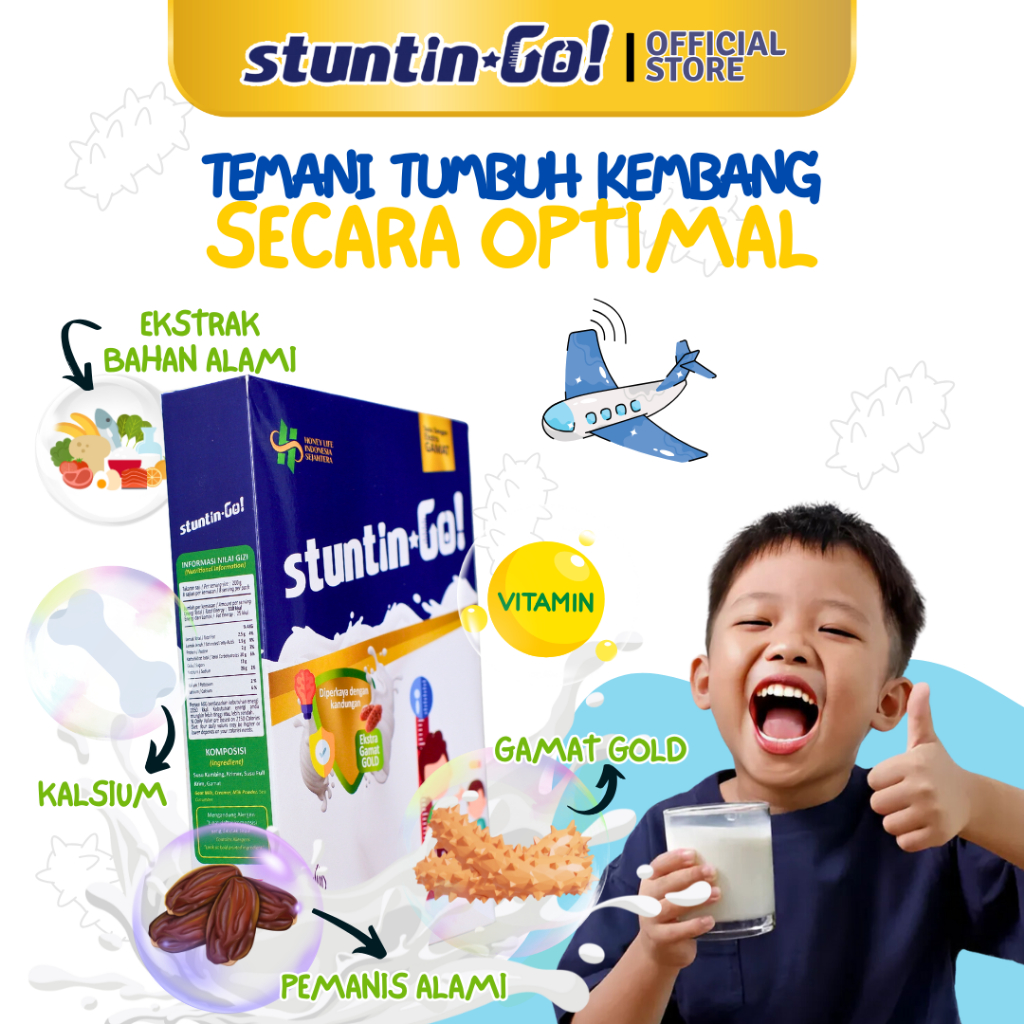 

StuntinGo [Paket 2 Box] - Susu Kambing Etawa Anak Dengan Gamat Gold & Bahan Alami - Sudah BPOM