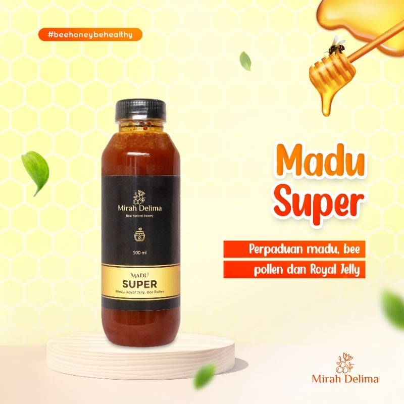 

Madu Super - Madu + Bee Pollen + Royal Jelly - 500 ml