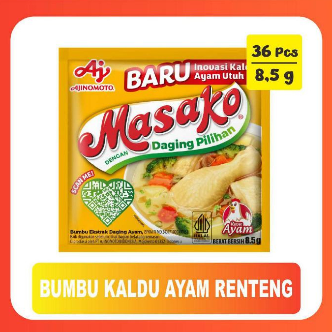 

Masako® Bumbu Kaldu Ayam Penyedap Rasa (3 Renceng isi 36 pcs)