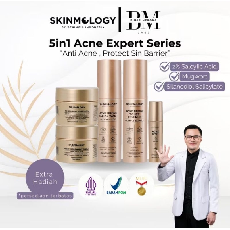 SKINMOLOGY BENINGS PAKET 5IN1 ACNE EXPERT BEEJERAWAT|BENING SKINCARE|BENINGS INDONESIA