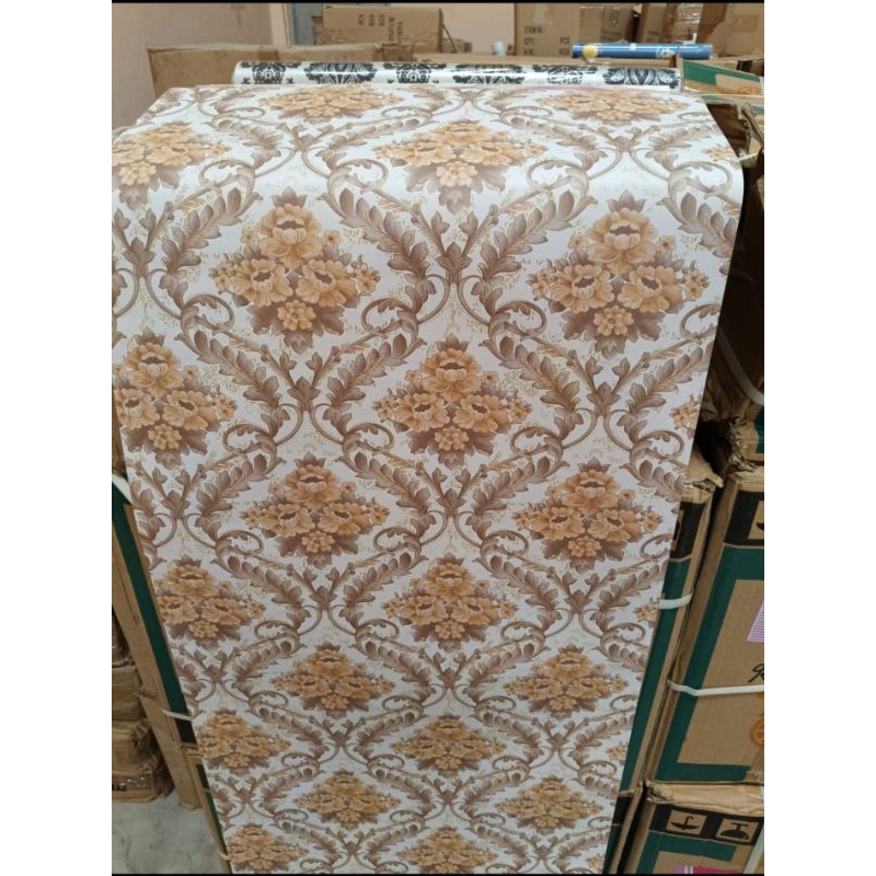 Wallpaper dinding batik 45cmx 10m batik gold motif cy1016