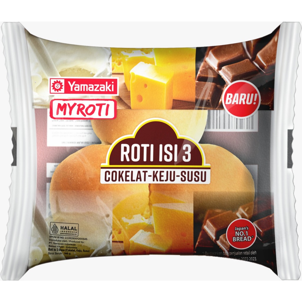 

Yamazaki MyRoti Roti Sobek isi 3 Rasa Coklat Keju Susu