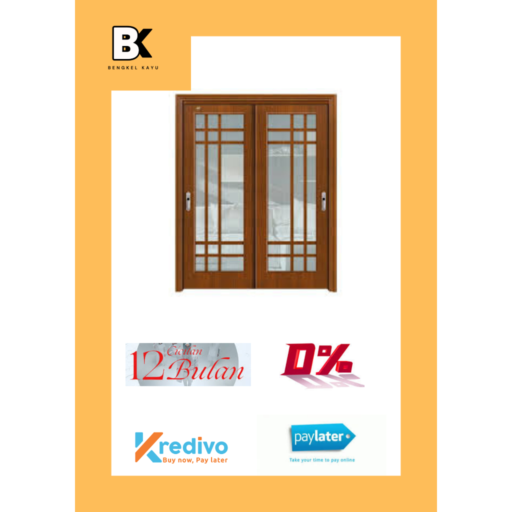 Pintu kaca geser dan jendela kaca kusen kayu jati