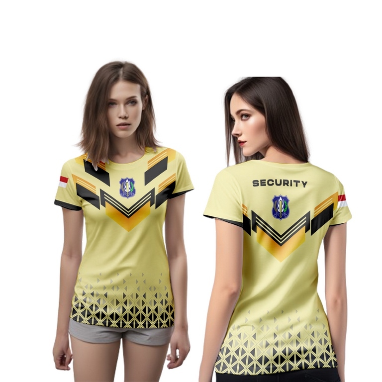 kaos wanita satpam / baju satpam warna krem / jersey security wanita terbaru