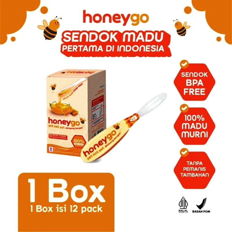 

HONEY GO madu murni dengan sendok isi 12 sachet (12x10 gram ) 120 gram