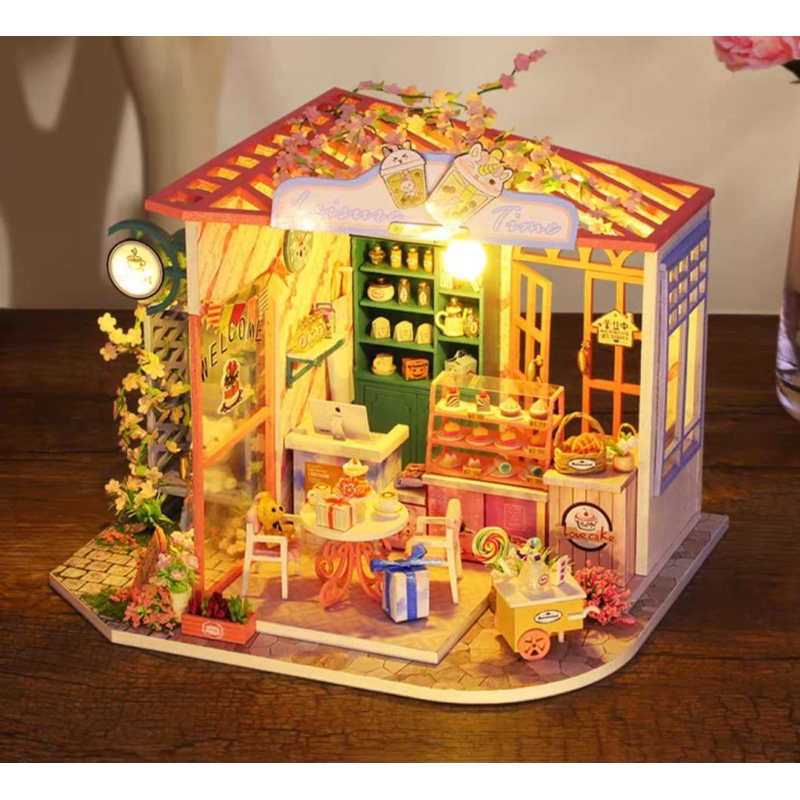Tea House DIY 3D House Miniature dengan LED Light
