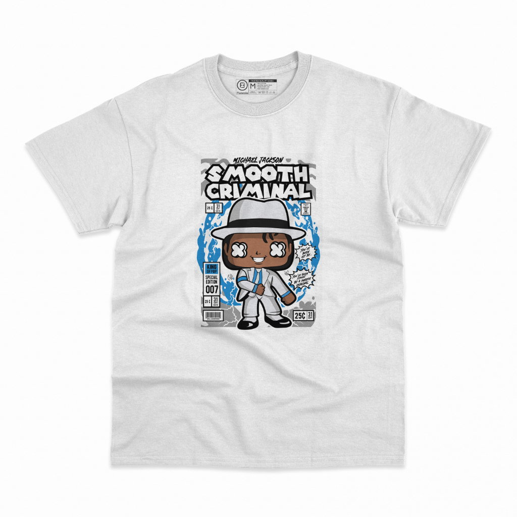 Kaos Michael Jackson Smooth Criminal Baju King Pop Zombie Putih T-shirt MJ Thriller Katun Lengan Pen