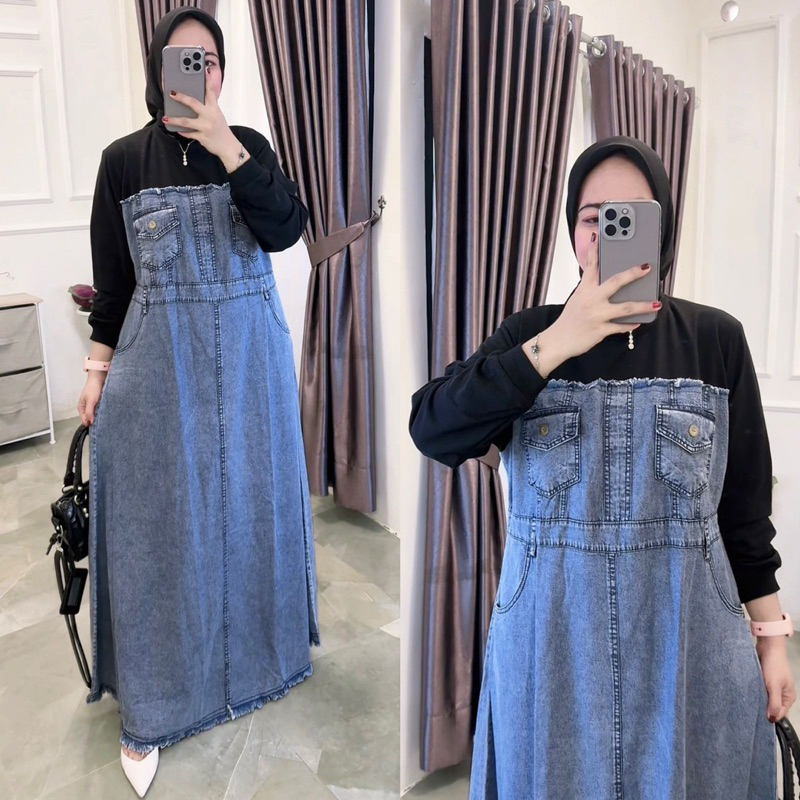 { Aii_shoppp } MODEL TERBARU GAMIS Jeans, ATASAN, DAN SETCEL ORGANZA Jeans Import