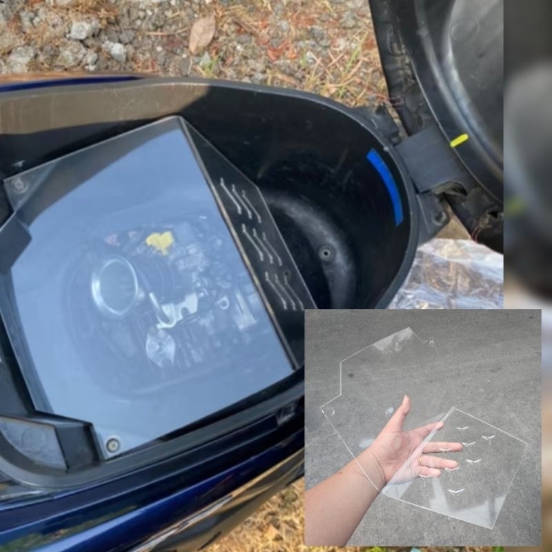 Downdraft cover tutup bagasi jok motor vario 125 150 old vario new akrilik 3 mili