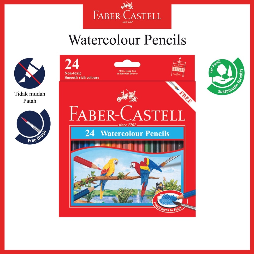 

KODE H98N Pensil Warna Faber Castell 24 Warna Water Colour Pencil Ukuran Panjang Bonus Kuas