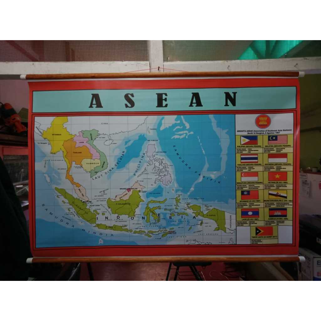 

H7Y PETA INDONESIA (NKRI) 38 PROVINSI + BINGKAI KAYU PETA DOWEL KAYU/PETA GULUNG EDISI TERBARU