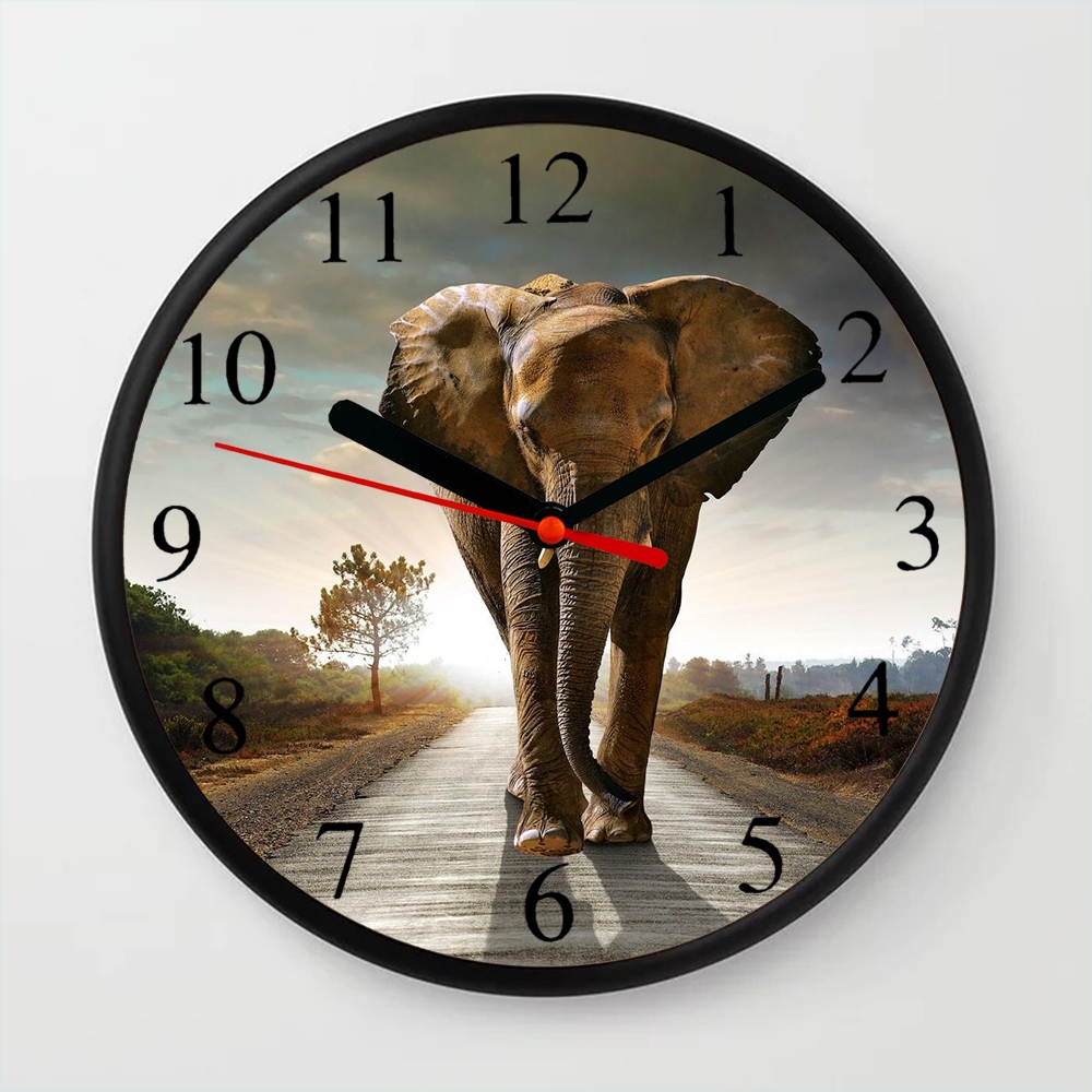 Jam dinding gajah jam hias klasik analog silent cocok untuk ruang tamu kamar tidur dapur kamar mandi