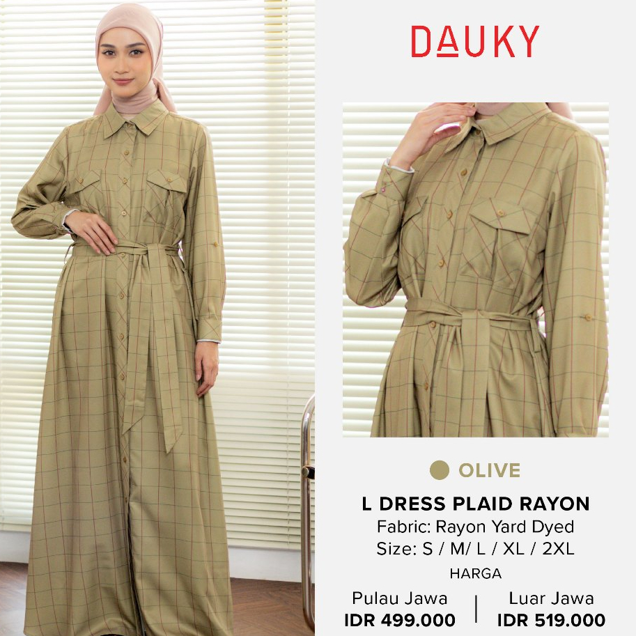 DAUKY FASHION BAJU GAMIS MUSLIM WANITA TERBARU L DRESS PLAID RAYON