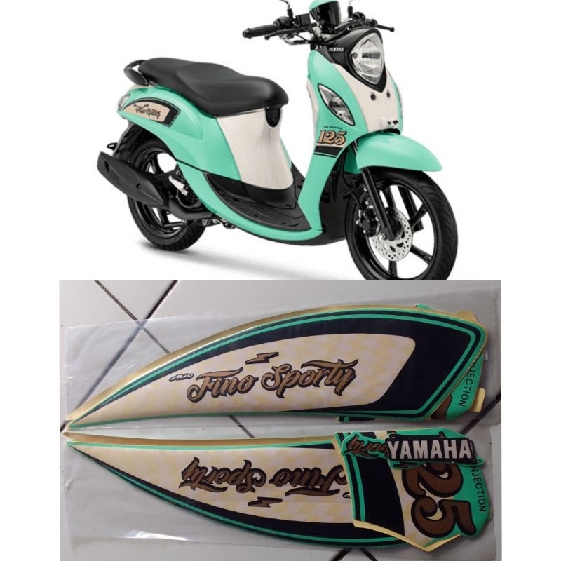 striping lis body yamaha fino sporty tahun 2022 warna biru tosca
