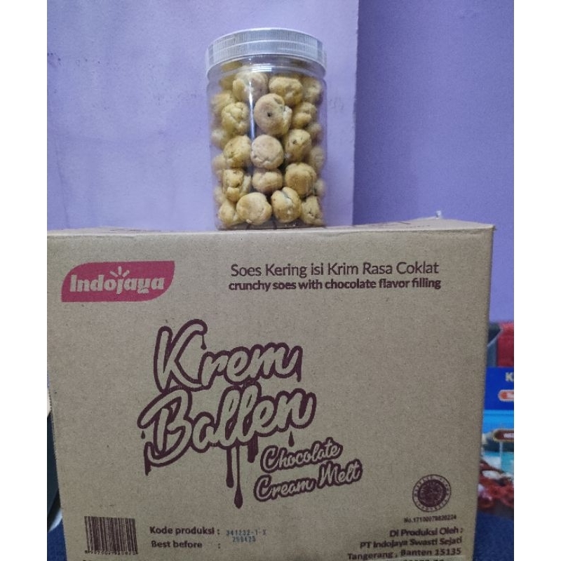 

QH 1 Dus isi 1 kg Cream Ballen Chocolate Cream Melt ( Soes Kering isi krim Rasa Cokelat)