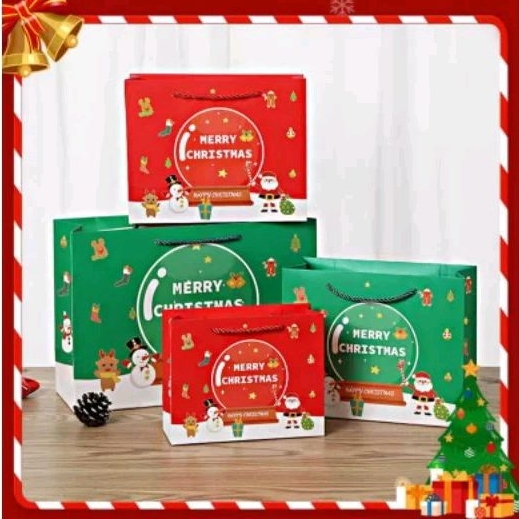 

PAPER BAG NATAL/HANDBAG MERRY CHRISTMAS WARNA MERAH DAN HIJAU