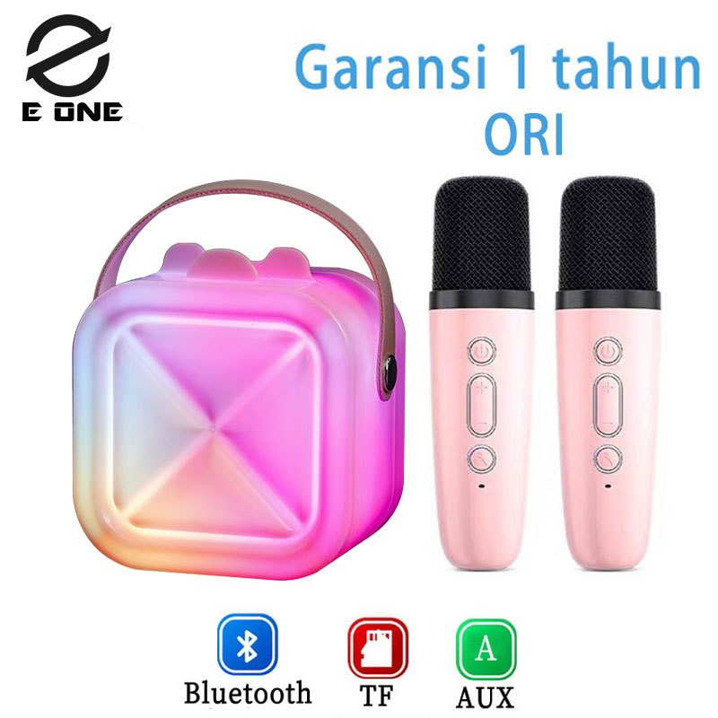 E ONE mini speaker bluetooth karaoke set lengkap ori speaker bluetooth mic wireless - Garansi 1