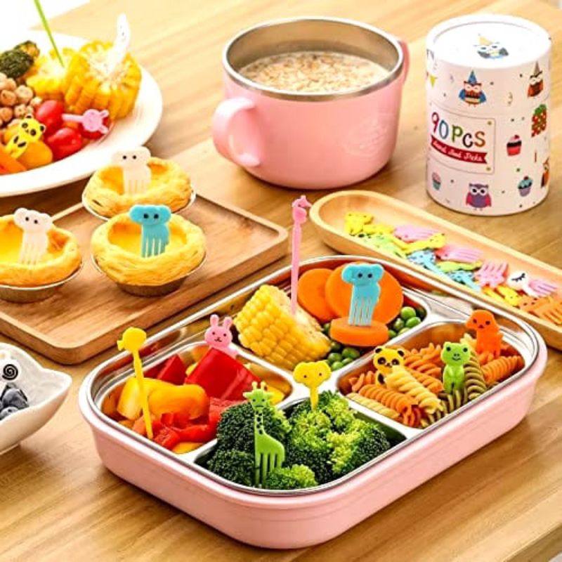 Tusukan Garpu Mini Bento Karakter Hewan Mata Lucu Isi 10 pcs Tusukan Buah Kue