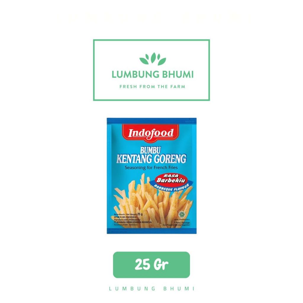 

INDOFOOD Bumbu Kentang Goreng Barbekiu BBQ 25 Gr 1 Pcs - Lumbung Bhumi