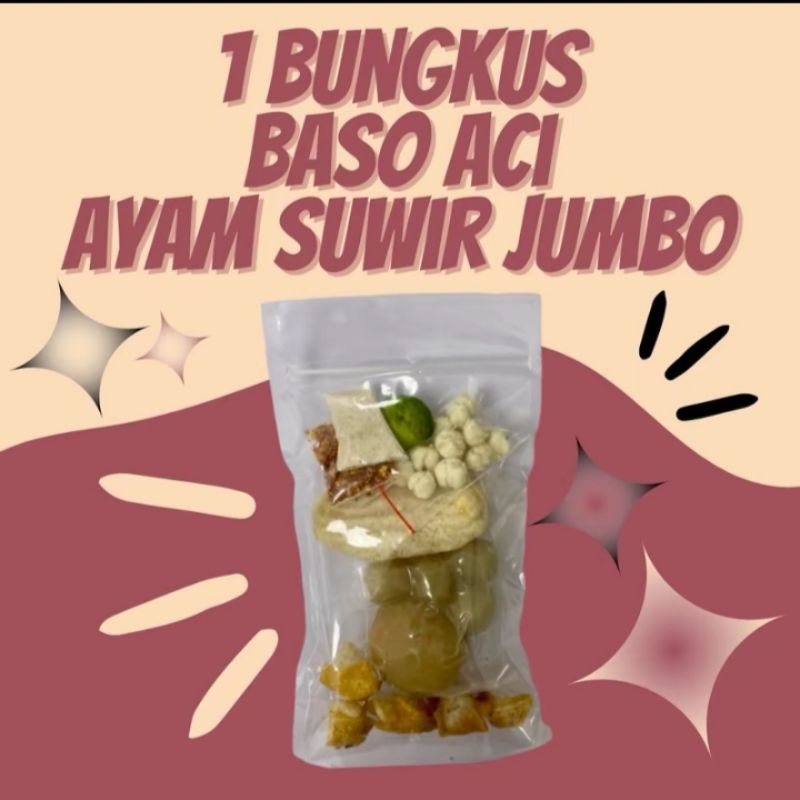 

1 BUNGKUS BASO ACI AYAM SUWIR PEDAS JUMBO (sajodo Snack)