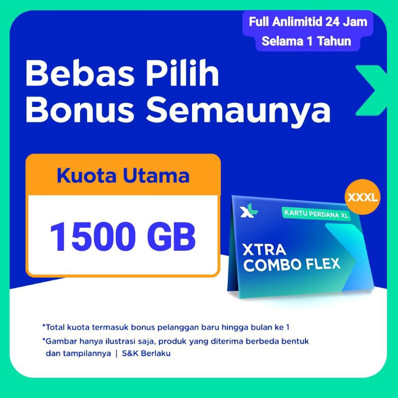 Kartu Perdana XL Full Unlimited Kuota 1500 GB 1 Tahun Internet Sepuasnya Internet Bebas Tanpa Batas/