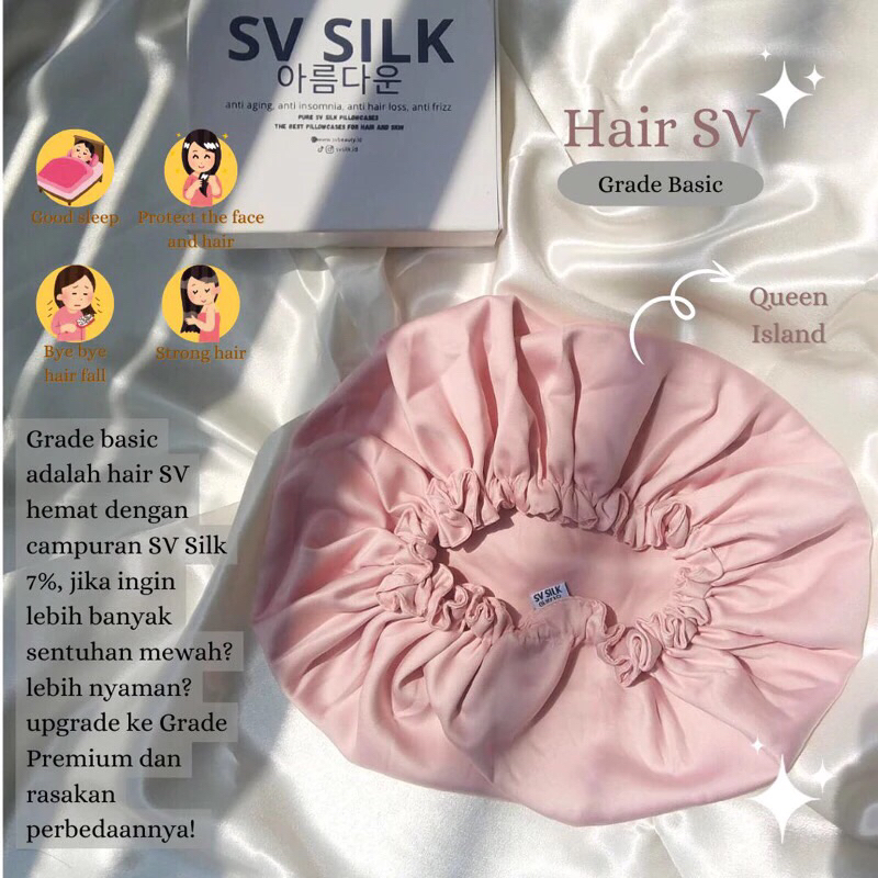Hair Bonnet Silk Grade Basic SV Silk Hair Bonnet Satin Sleeping Bonnet Silk Bonnet hair bonnet silk