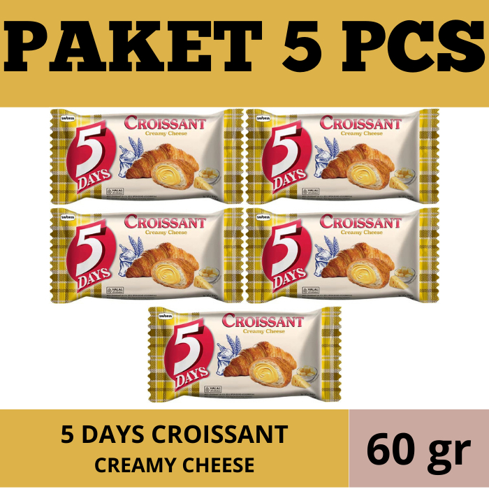 5 Days Croissant Creamy Cheese - Roti Croisant Isi Krim Keju 60g