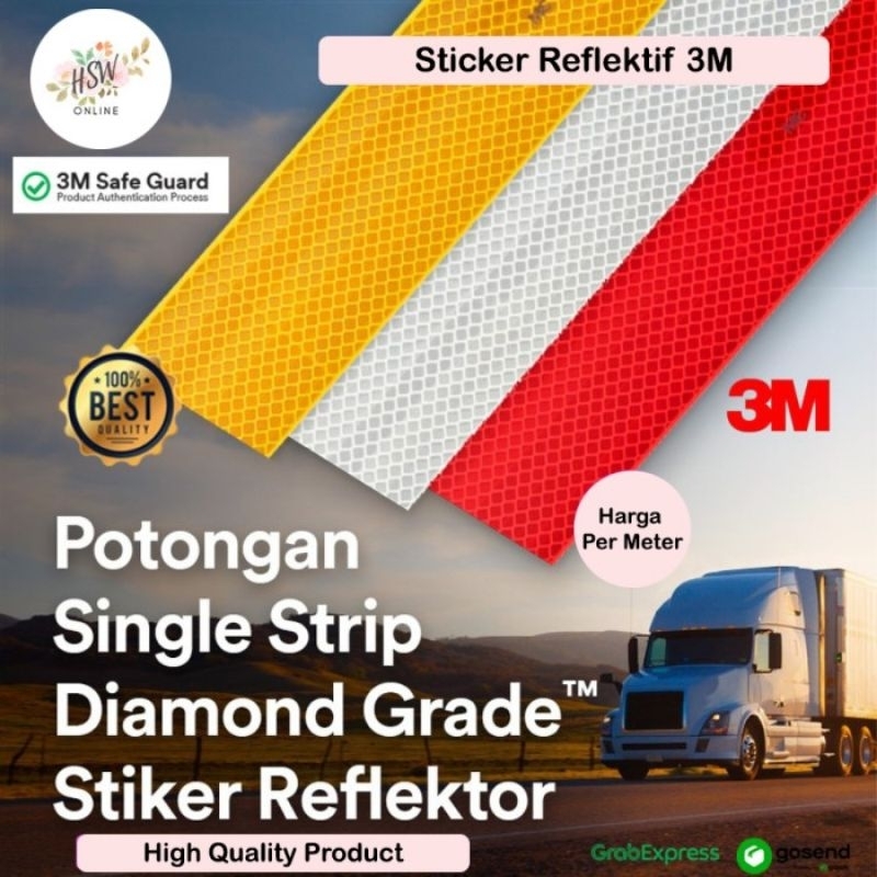 Stiker Reflektor Mobil 3M Sticker Reflektif Diamond Pemantul Cahaya Uji Kir Lakban Dengan Perekat Sc