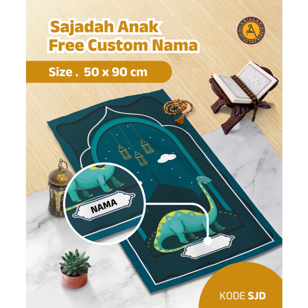 KODE A12V SAJADAH ANAK  Custom Nama Berkarakter Cok Untuk Souvenir Ulang Tahun Traveling Dan Lainlai