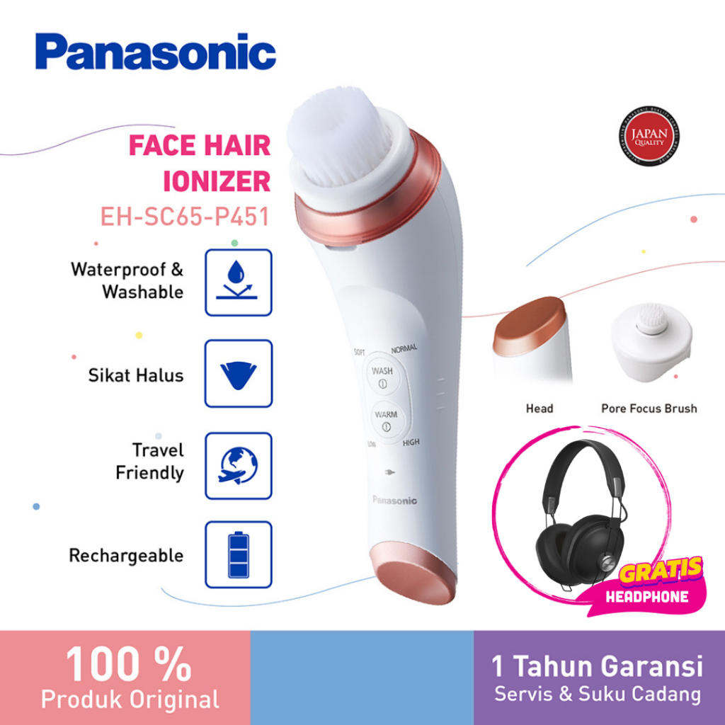 Panasonic EH-SC65-P451 Alat Pembersih Wajah Elektrik dengan Roller Massage Attachment
