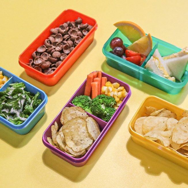 Restock kubox kotak makan rectanguler with dividerlunch box