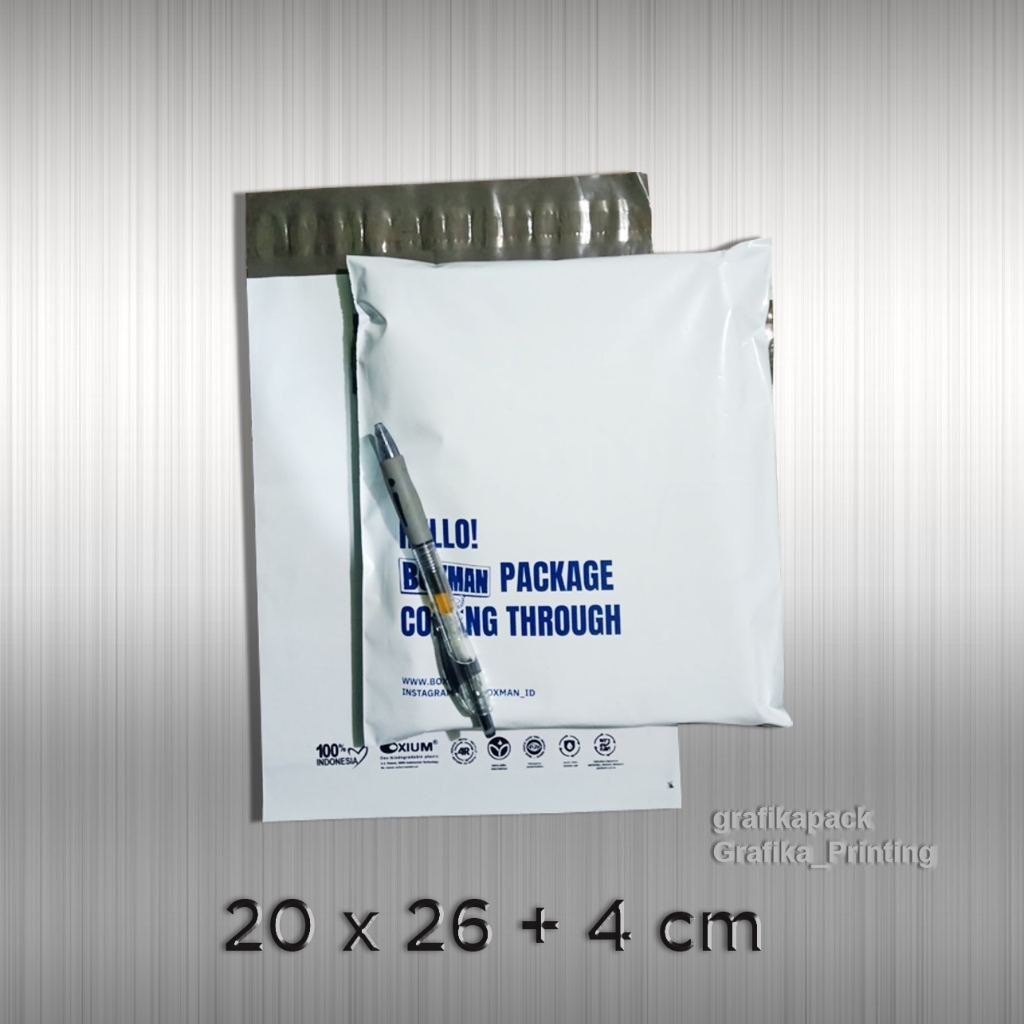 Custom Plastik Polymailer Ramah Lingkungan 20 x 30 cm